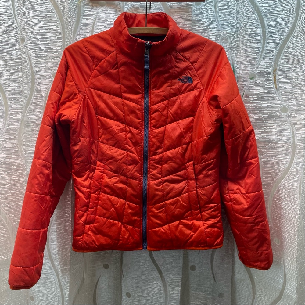 The North Face Thermoball Jacket Womens XS Orange Excellent Quilted Puffer Zip